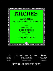 Arches Cold Press Watercolour Paper Pad 9" x 12"