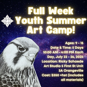 Full Week Summer Art Camp with Ricky * 5 Days, July 22 - 26, 2024 * 10:00 AM - 4:00 PM Each Day * Ages 9-15