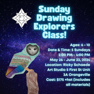 Spring Sunday Drawing Explorers Art Class with Ricky * 5 Sundays, 2:00 PM - 4:00 PM * May 26 - June 23, 2024
