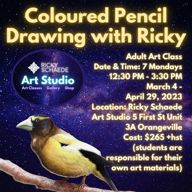 Coloured Pencil Drawing with Ricky * 7 Mondays 12:30 PM - 3:30 PM * March 18 - May 6, 2024