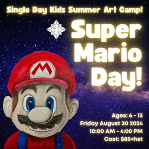 Super Mario Day! * Single Day Kids Summer Art Camp, Friday August 30 2024 * 10:00 AM - 4:00 PM * Ages 6-13